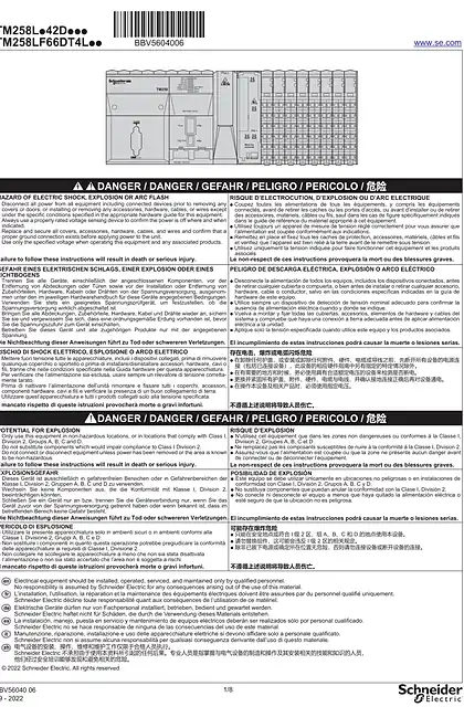 schneider施耐德TM258L.42D... _ F66DT4L.. M258 Logic Controller_ 说明书